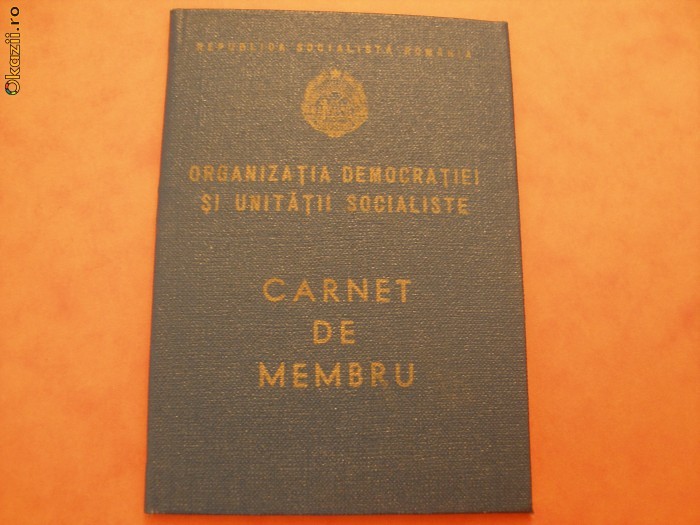 Carnet membru Organizatia democratiei si unitatii socialiste foto mare