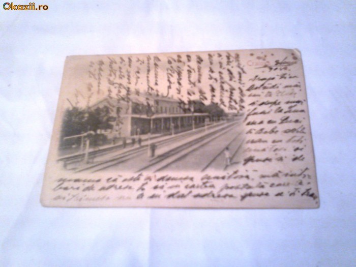 Carte Postala Craiova - Gara , Circulata, 1904 foto mare