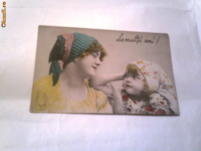 Carte postala - Mama si fiica    Circulata 22 iunie 1906 foto mare