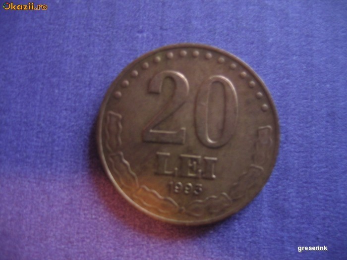 moneda 20 lei din 1993 foto mare