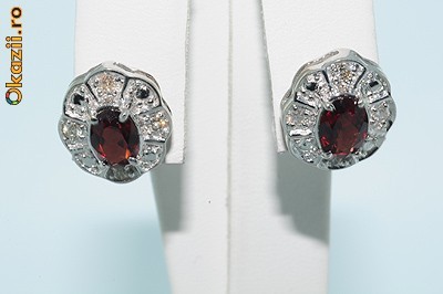 superbi cercei aur alb 14K granate&diamante naturale f ieftini foto mare