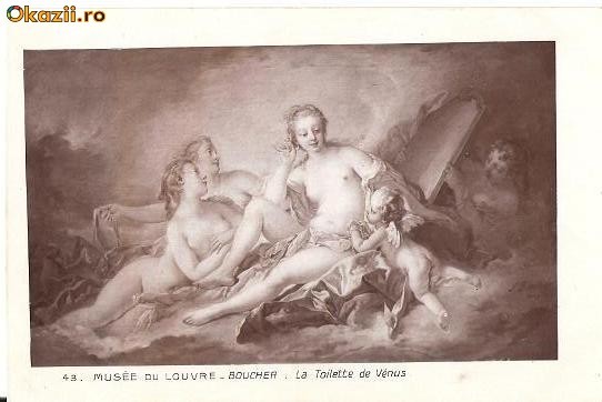 T FOTO 13 Romantica -Nuduri -Musee du Louvre -Boucher-La Toilette de Venus -adresata Domnisoarei doctor Lucia Borcea din Iasi -antebelica foto mare