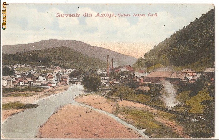 Azuga-vedere dinspre gara, circulata 1920 foto mare