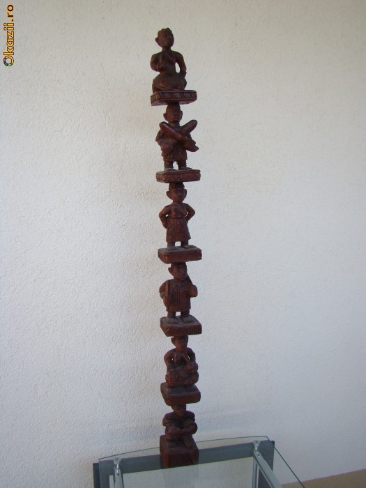 Statueta lemn masiv 6 figurine foto mare