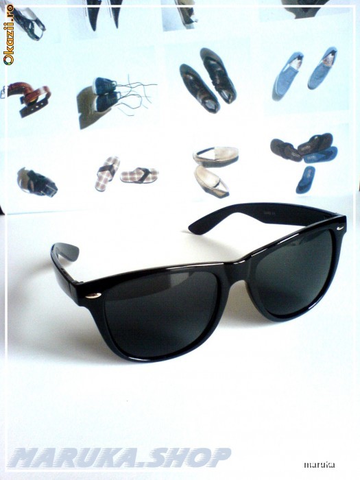 OCHELARI DE SOARE STIL Ray-Ban WAYFARER BLACK SUPER RETRO ! pe NEGRU FULL, marime MEDIE MARE foto mare