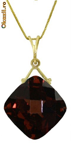 lantisor aur galben14K cu pandant granat natural 8.75CT foto mare