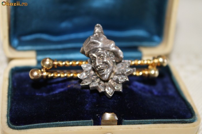 BROSA AUR14kt SI DIAMANTE-PIESA EXCEPTIONALA,DE COLECTIE!!! foto mare