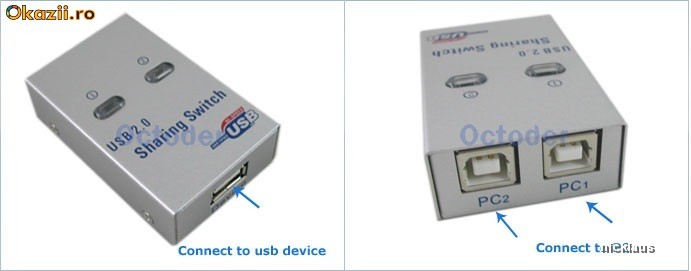 Switch Hub USB 2.0 Printer Scanner Sharing 2 Porturi foto mare