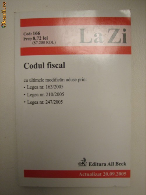 CODUL FISCAL ACTUALIZAT 20.09.2005 foto mare