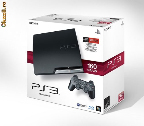play station 3 slim 160 gb + 5 jocuri foto mare