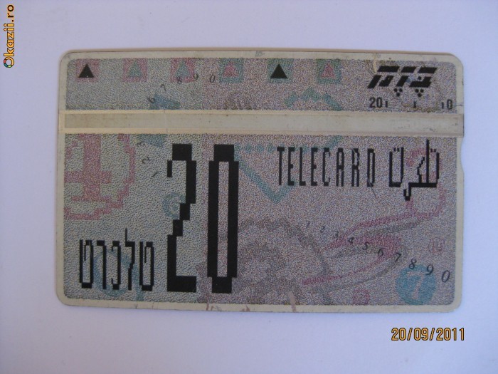 CARTELA TELEFONICA ISRAELIANA DE COLECTIE DIN ANII 90 foto mare
