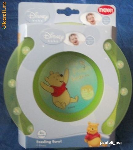 Bol/farfurie pentru hrana bebelusului, DISNEY WINNIE THE POOH,nou din UK! VERDE cu  Pooh, BPA free,varsta 4m+,dishwasher+microwave safe!!! foto mare