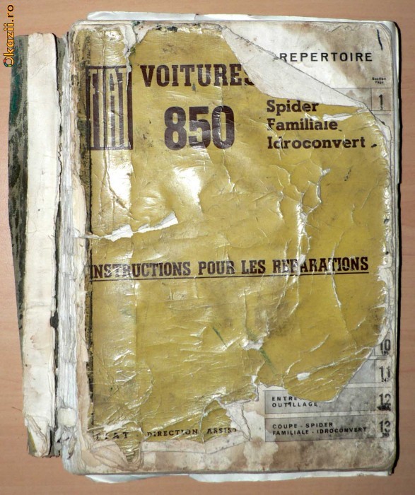 Manual de reparatii - Fiat 850 - original - in Franceza foto mare