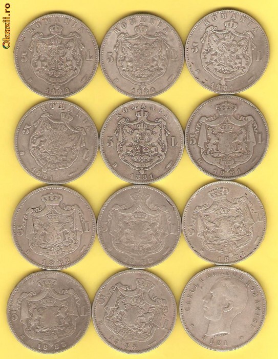 LOT 12 buc. 5 LEI  1880 - 1906 foto mare