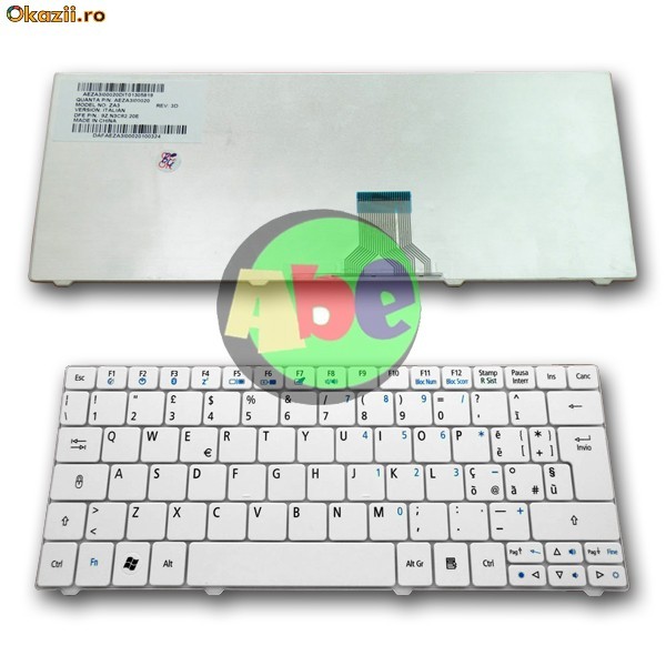TASTATURA LAPTOP ACER ONE ***10T WHITE AEZA3R00020 9Z.N3C82.21D foto mare