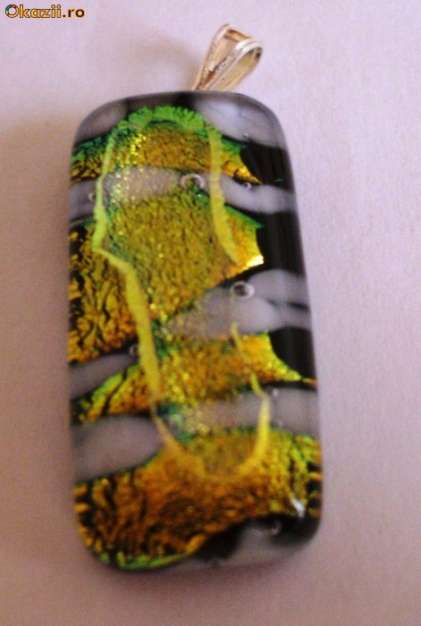 PANDANTIV DICHROIC GLASS -ARGINT 925 foto mare