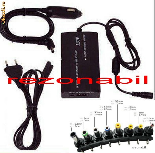 ALIMENTATOR INCARCATOR universal laptop, LCD auto si casa USB  100W foto mare