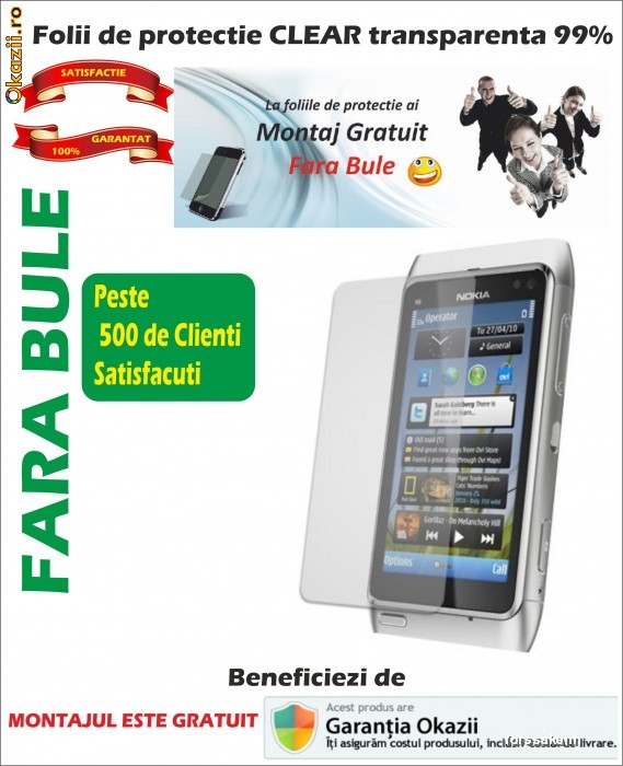 Folie de protectie Nokia N8 se asigura MONTAJ GRATUIT foto mare