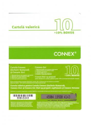 CARTELA  CONNEX 10 USD cu seria pe fond gri ** foto mare