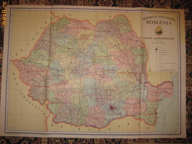 HARTA ADMINISTRATIVA - R.S.R - DIM. - 83 X 59 CM. foto mare