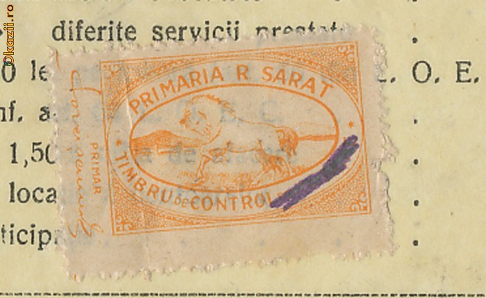 RFL 1941 ROMANIA document Judaica fiscal local R.Sarat - cal foto mare
