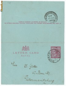 RFL 1902 carte postala Regina Victoria colonia britanica NATAL foto