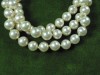 SUPERBA BRATARA TRIPLA  DIN SIMILI PERLE CU INCHIZATOARE MASIVA DIN ARGINT AURIT - PRODUS DE CELEBRA FIRMA DE JEWELRY FASHION  MAJORICA  SPANIA
