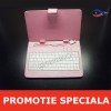Husa cu tastatura pentru tableta 7 inch roz + cablu OTG